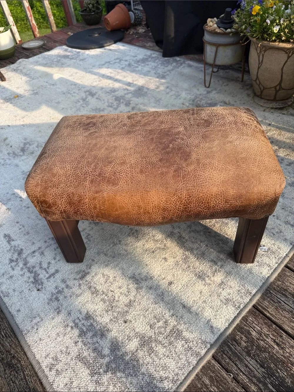 Brown Faux Leather Ottoman Bench - Unbranded would be great as a side piece for